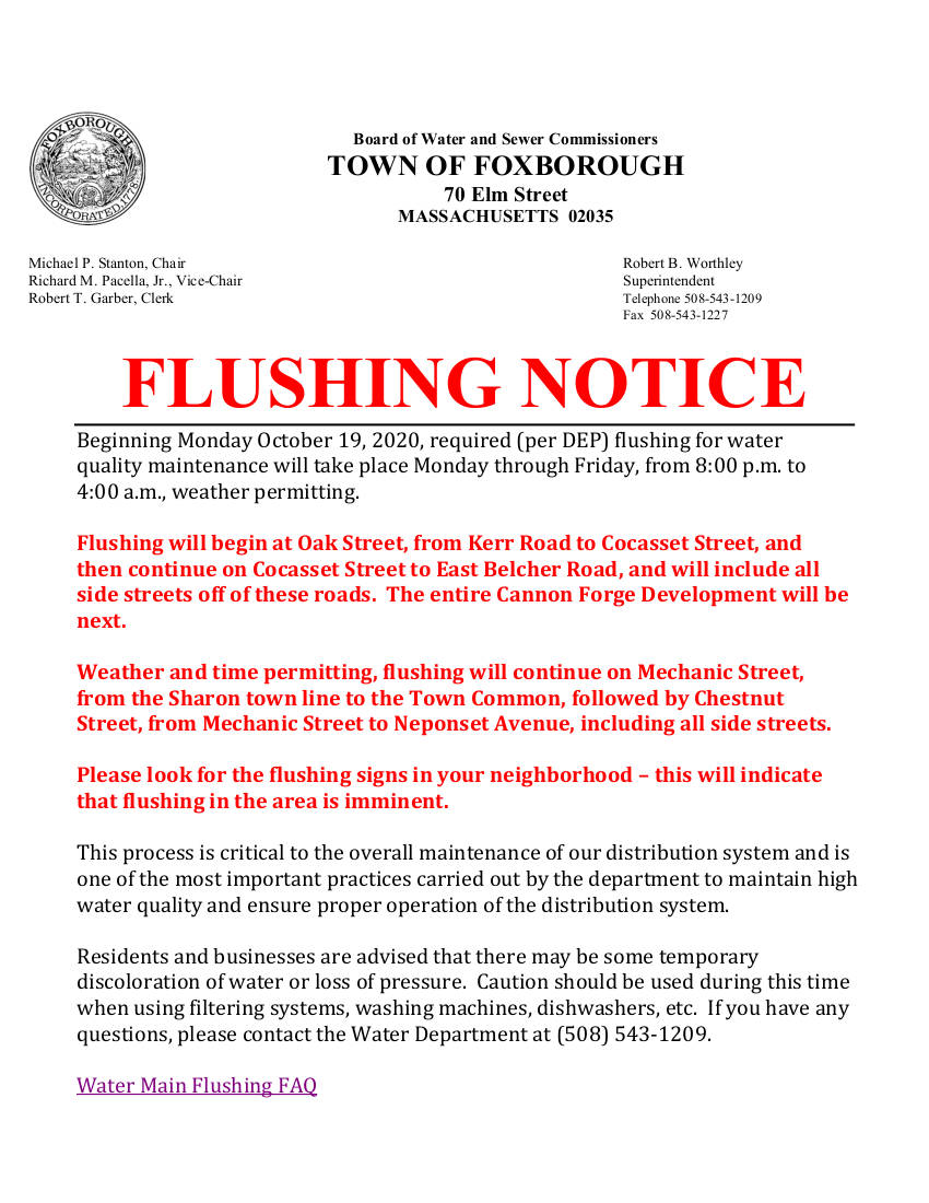 2020 FoxboroughDPW Flushing