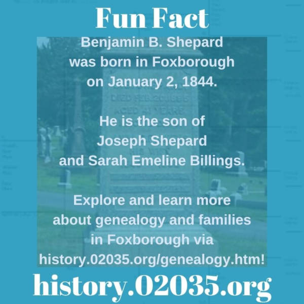 January 2, 1844, Foxborough, MA 02035