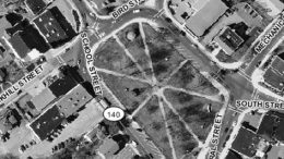 downtown Foxborough common aerial photo edited by 02035.org